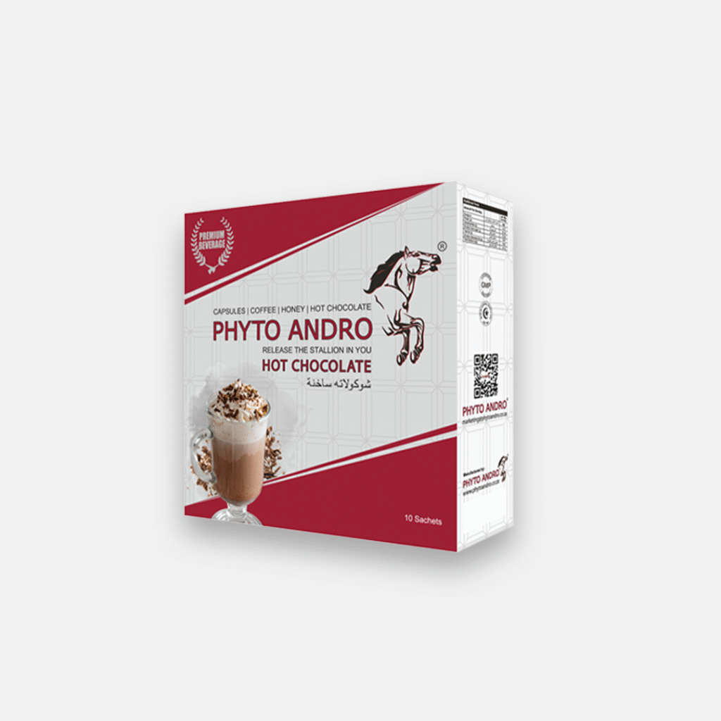 Boost libido and energy naturally with Phyto Andro Hot Chocolate. Delicious herbal hot drink with Panax Ginseng for enhanced vitality and performance.